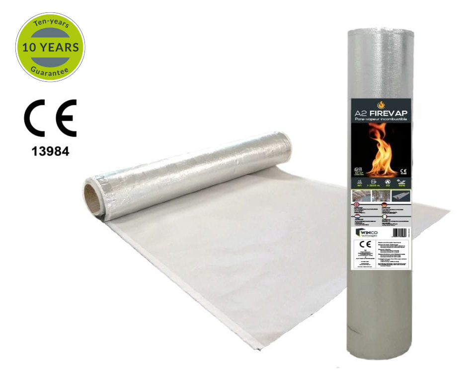 WINCO A2 Firevap - Mittesüttiv, kuumust peegeldav membraan õhu ja auru kontrollimiseks (1,2 m x 50 m; 60 m2)