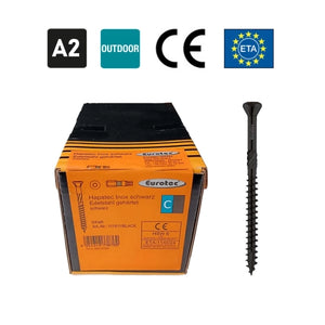 Eurotec Hapatec - Roostevabast terasest puidukruvid (4,0 x 35 mm) (500 tk) mustad